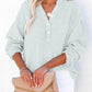 🍀LAST DAY SALE 50% OFF🍀Womens Casual Gauze Button Neck Long Sleeve Oversized Blouses