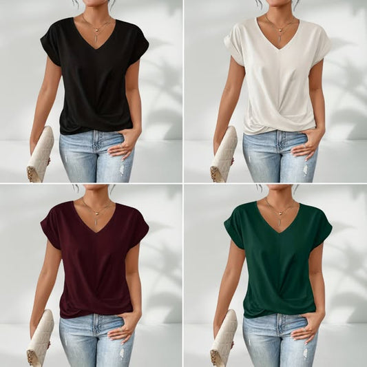 💥LAST DAY PROMOTION - 50%OFF👚Casual Short Sleeve Elegant V-neck Twist Tee