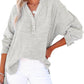 🍀LAST DAY SALE 50% OFF🍀Womens Casual Gauze Button Neck Long Sleeve Oversized Blouses