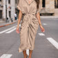 📣Limited discount: 50% off💖Real silk satin shirt dress