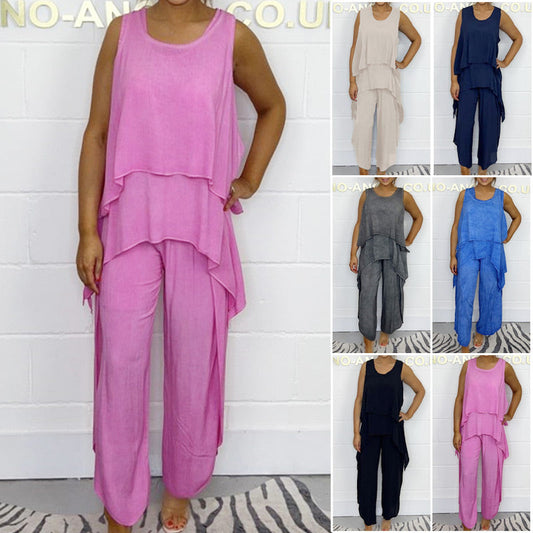 🌸Spring Specials 49% OFF🌸 Casual Sleeveless Loose Top and Pants Suit