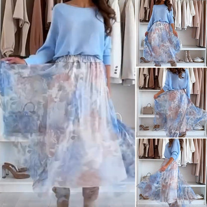 ⏰Limited Time🔥59% Off 🔥Blue Set Bow Back Top & Tulle Skirt