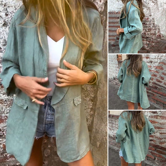 🌸Spring Specials🌸Women’s Cotton Linen Open Front Blazer