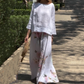 💖Hot Selling 49% OFF💖Solid Tops ＆ Floral Wide-Leg Pants (2-Piece Set)