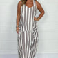 👗Stripe Oversized Tie-Front Pocket Dress