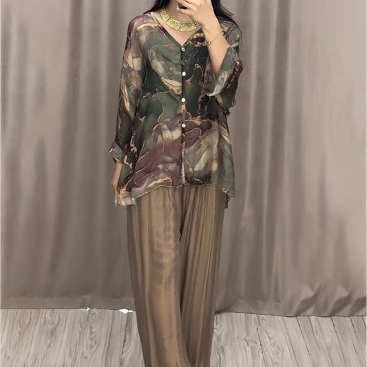 🔖 Limited Time Offer – 49% Off!🔥Casual V-neck Printed Three Piece Suit