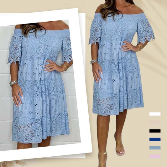 🔥 2025 New Collection – Grab 49% Off Now! 😍Lace Hollow Patchwork Strapless Dress For Women