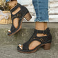 🎁Hot sale 🔥🔥Versatile Hollow Out Mid Heel Open Toe Sandals（50% OFF）