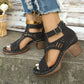 🎁Hot sale 🔥🔥Versatile Hollow Out Mid Heel Open Toe Sandals（50% OFF）