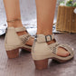 🎁Hot sale 🔥🔥Versatile Hollow Out Mid Heel Open Toe Sandals（50% OFF）