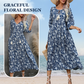 🌸Summer Sale - 49% off🌸Women’s Elegant Floral Print V-Neck Long Dress