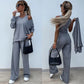🎁 Hot Sale 49% OFF 🔥Women's Solid Color Vest & V-Neck Long Sleeve Top & Pants 3-Piece Set