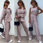 🎁 Hot Sale 49% OFF 🔥Women's Solid Color Vest & V-Neck Long Sleeve Top & Pants 3-Piece Set