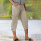 💥2025 New Hot Sale--49% Off💥Multi-Pocket Solid Color Casual Cargo Capri Pants