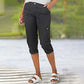 💥2025 New Hot Sale--49% Off💥Multi-Pocket Solid Color Casual Cargo Capri Pants