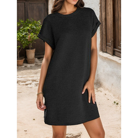 🔥2025 HOT SALE🔥Women's Relaxed Roll Sleeve Pocket Dress