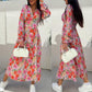 💥Last Day Special Sale 49% OFF💃Fashion V-Neck Button Long Sleeve Floral Waist Dresses