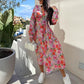 💥Last Day Special Sale 49% OFF💃Fashion V-Neck Button Long Sleeve Floral Waist Dresses