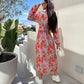 💥Last Day Special Sale 49% OFF💃Fashion V-Neck Button Long Sleeve Floral Waist Dresses