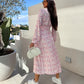 💥Last Day Special Sale 49% OFF💃Fashion V-Neck Button Long Sleeve Floral Waist Dresses