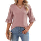 ❤️2025 New Products--50% OFF❤️Women's Elegant Ruffle Sleeve V-Neck Tops