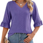 ❤️2025 New Products--50% OFF❤️Women's Elegant Ruffle Sleeve V-Neck Tops