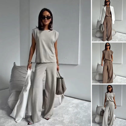 💖Hot Sale 50% OFF🌸Women’s 2-Piece T-Shirt & Wide Leg Dress Pants Set