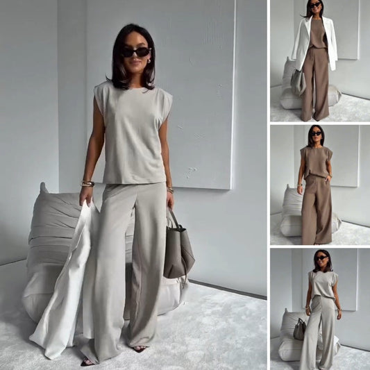 💖Hot Sale 50% OFF🌸Women’s 2-Piece T-Shirt & Wide Leg Dress Pants Set