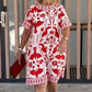 🌺Women's red dress with vintage print and loose fit