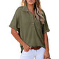 🩷Summer Sale - 50% Off🌈Women's Lapel Loose Short Sleeve Top