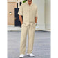 🔥👚👖Herren-Set aus Oberteil mit Kragen und Hose mit Kordelzug
