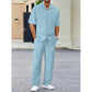 🔥👚👖Herren-Set aus Oberteil mit Kragen und Hose mit Kordelzug