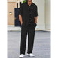 🔥👚👖Herren-Set aus Oberteil mit Kragen und Hose mit Kordelzug