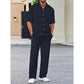 🔥👚👖Herren-Set aus Oberteil mit Kragen und Hose mit Kordelzug