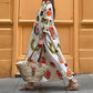 Flap Collar Printed Button-Down Maxi Dress