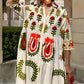 Flap Collar Printed Button-Down Maxi Dress
