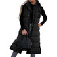 ❄️ Manteau long en duvet pour femme – Capuche amovible, fermeture éclair et boutons – Une élégance chaleureuse pour chaque saison !
