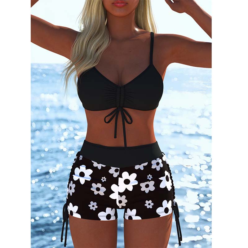🩱 BEGRÄNSAT ERBJUDANDE: 50% RABATT! ✨ Dam Bikini Set – Snörning i Toppen, Boyshorts, Flera Stilar 🏖️
