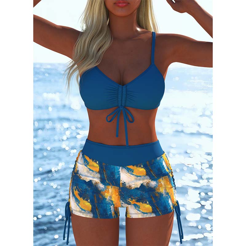 🩱 BEGRÄNSAT ERBJUDANDE: 50% RABATT! ✨ Dam Bikini Set – Snörning i Toppen, Boyshorts, Flera Stilar 🏖️