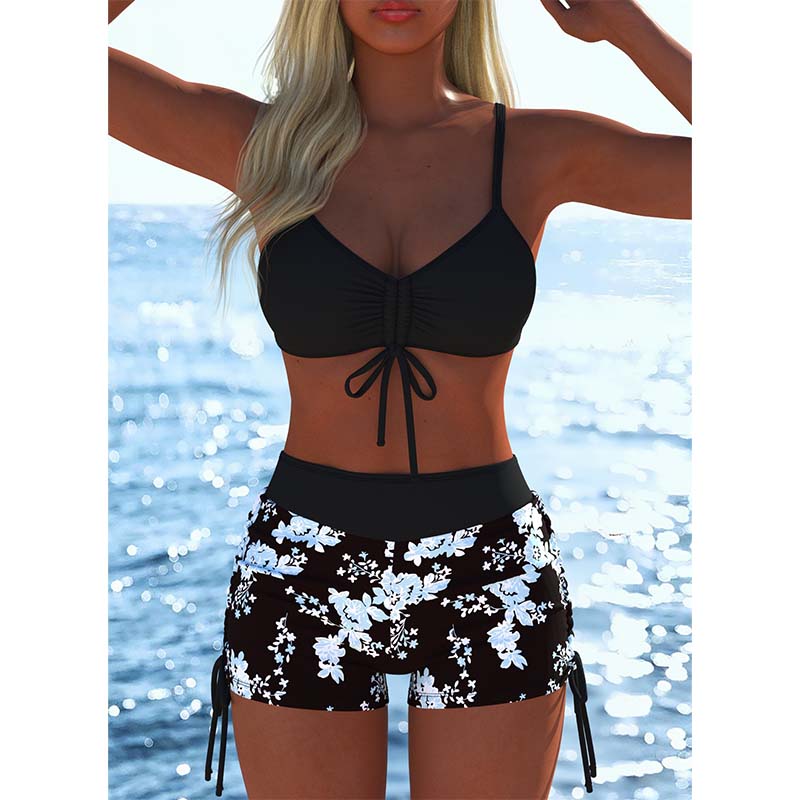 🩱 BEGRÄNSAT ERBJUDANDE: 50% RABATT! ✨ Dam Bikini Set – Snörning i Toppen, Boyshorts, Flera Stilar 🏖️