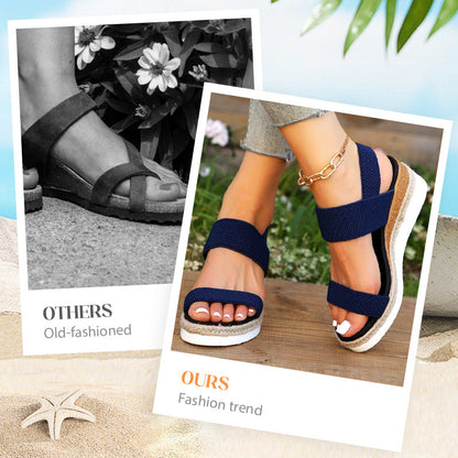 💕Damsandaler med vävda elastiska remmar och tjock botten🔥 Snygga nog att klä upp sig i. Bekväma nog att bära hela dagen 👡