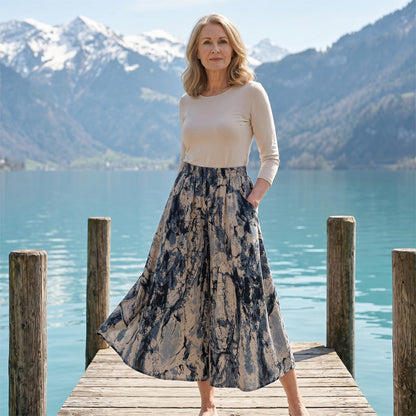 👖🌸 Svalkande capribyxor med vida ben och elastisk midja – sval komfort hela sommaren 🌿